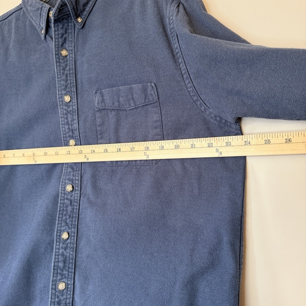 Vtg L.L Bean Navy Blue Chamois Heavy Cotton Flannel Work Casual Shirt Mens SZ-L - Picture 6 of 11